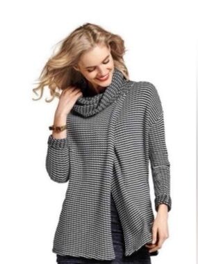CAbi Fergie Split Font Back Cowl Neck Sweater. Sz L